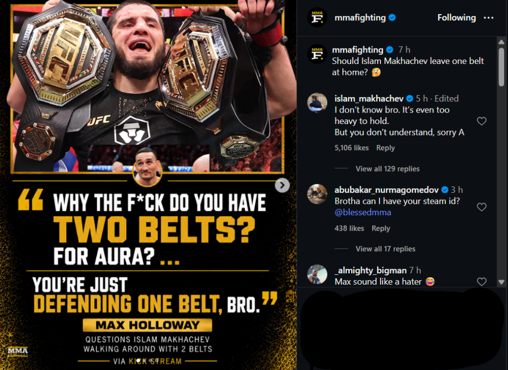 Islam Makhachev Max Holloway comment